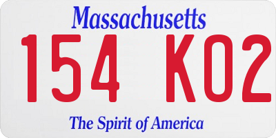 MA license plate 154KO2