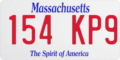 MA license plate 154KP9
