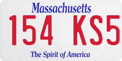 MA license plate 154KS5