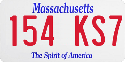 MA license plate 154KS7