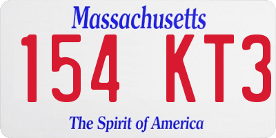 MA license plate 154KT3