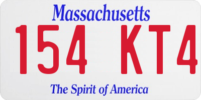 MA license plate 154KT4