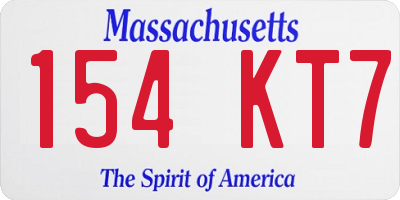 MA license plate 154KT7
