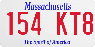 MA license plate 154KT8