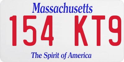 MA license plate 154KT9