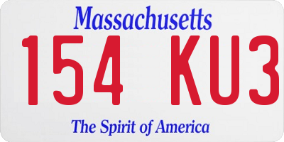 MA license plate 154KU3