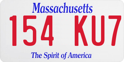 MA license plate 154KU7