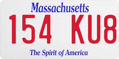 MA license plate 154KU8