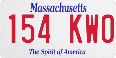 MA license plate 154KW0