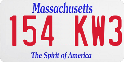 MA license plate 154KW3