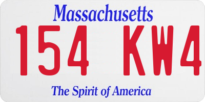 MA license plate 154KW4