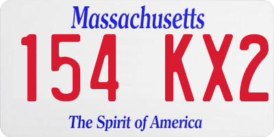 MA license plate 154KX2