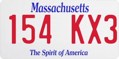 MA license plate 154KX3