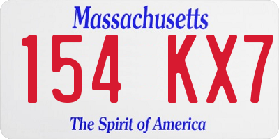MA license plate 154KX7