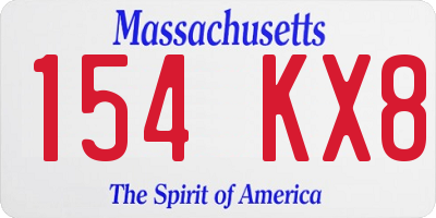 MA license plate 154KX8