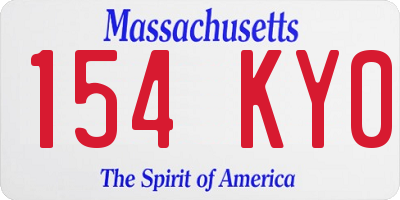 MA license plate 154KY0