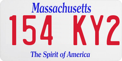 MA license plate 154KY2