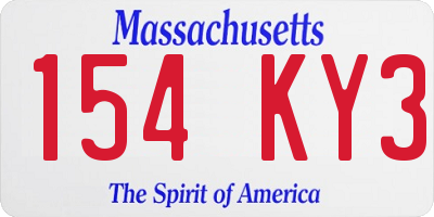 MA license plate 154KY3