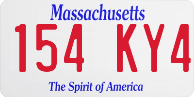 MA license plate 154KY4