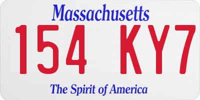 MA license plate 154KY7