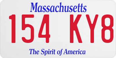 MA license plate 154KY8