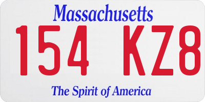MA license plate 154KZ8