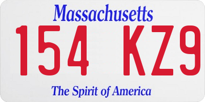 MA license plate 154KZ9