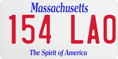 MA license plate 154LA0