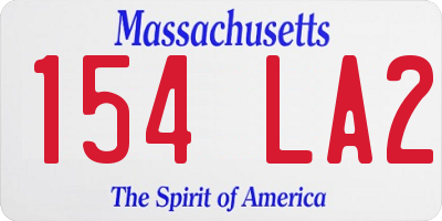 MA license plate 154LA2