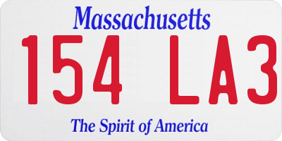 MA license plate 154LA3
