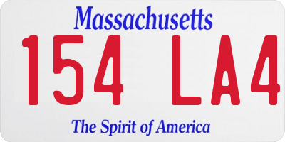 MA license plate 154LA4