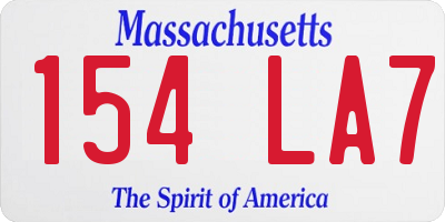 MA license plate 154LA7