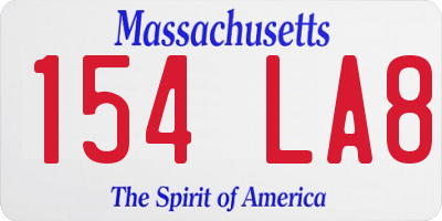 MA license plate 154LA8