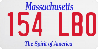 MA license plate 154LB0