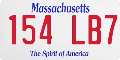 MA license plate 154LB7