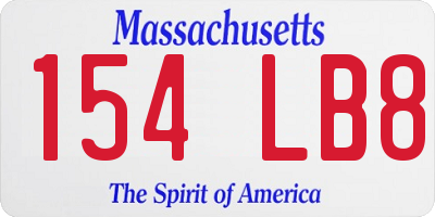 MA license plate 154LB8