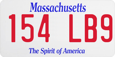 MA license plate 154LB9