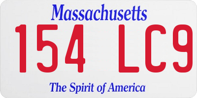 MA license plate 154LC9