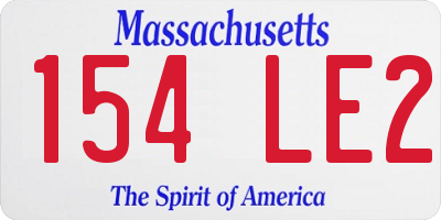 MA license plate 154LE2