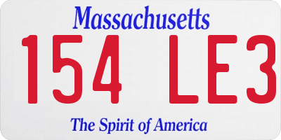 MA license plate 154LE3