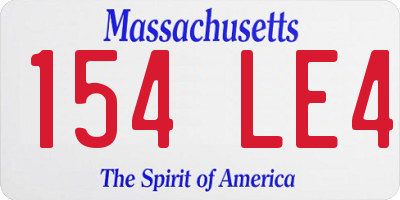 MA license plate 154LE4