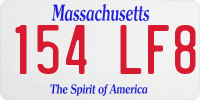 MA license plate 154LF8