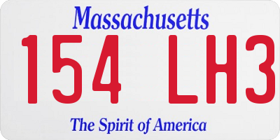 MA license plate 154LH3