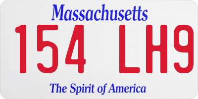 MA license plate 154LH9