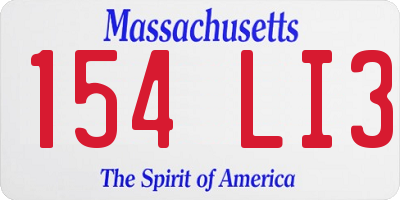 MA license plate 154LI3
