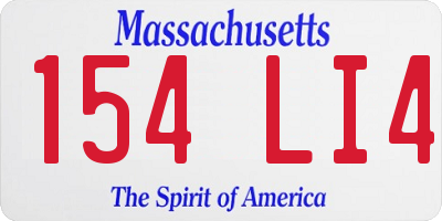 MA license plate 154LI4