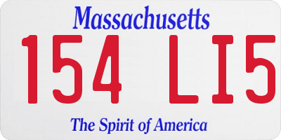 MA license plate 154LI5