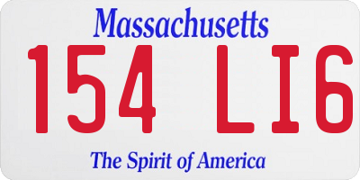 MA license plate 154LI6