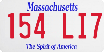 MA license plate 154LI7