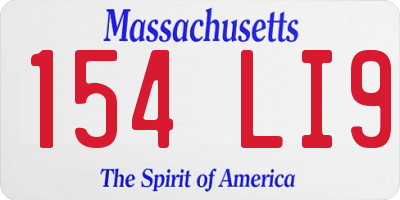 MA license plate 154LI9
